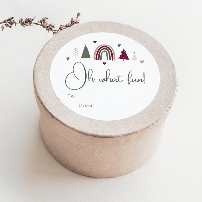 Boho Rainbow & Hearts O was Spaß für einen Urlaub Runder Aufkleber (Von Creator hochgeladen)