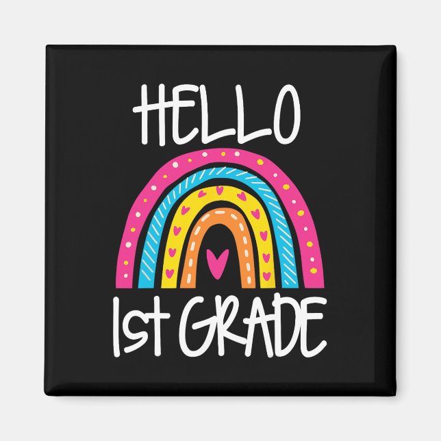 Boho Rainbow Hello 1st Grade First Day School Teac Magnet (Vorne)