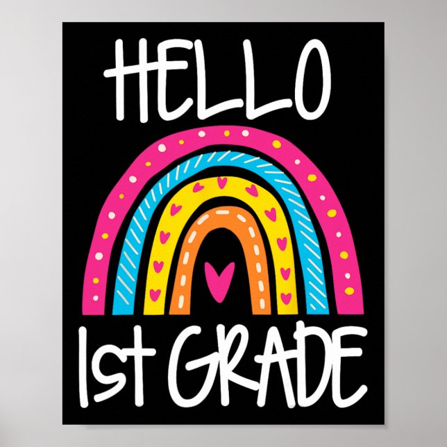 Boho Rainbow Hello 1st Grade First Day School Teac Poster (Vorne)