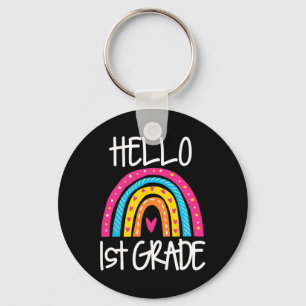 Boho Rainbow Hello 1st Grade First Day School Teac Schlüsselanhänger