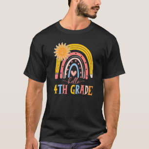 Boho Rainbow Hello 4th Grade Teacher Erster Tag T-Shirt
