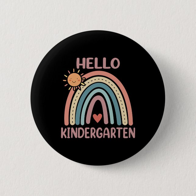 Boho Rainbow Herz für Lehrer Frauen Hallo Kinder Button (Vorderseite)