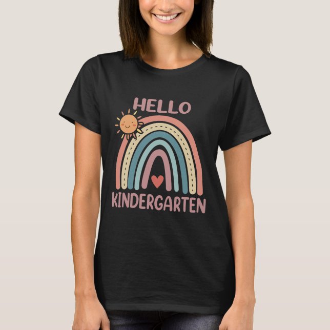 Boho Rainbow Herz für Lehrer Frauen Hallo Kinder T-Shirt (Vorderseite)