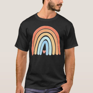 Boho Rainbow Herz Minimal Streifen neutral T-Shirt