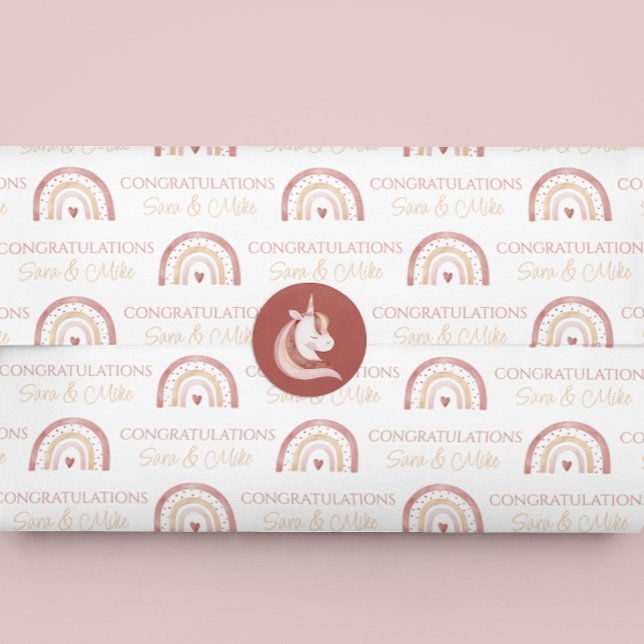 Boho Rainbow Herzlichen Glückwunschpapier Seidenpapier (Congratulate the new parents with this watercolor boho rainbow tissue paper! )