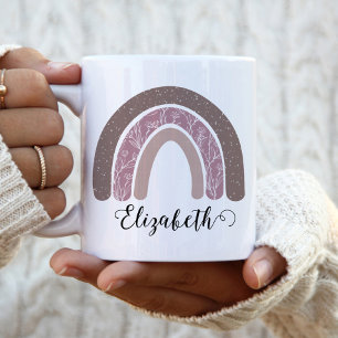 Boho Rainbow Individuelle Name Modernes Blumenwese Zweifarbige Tasse