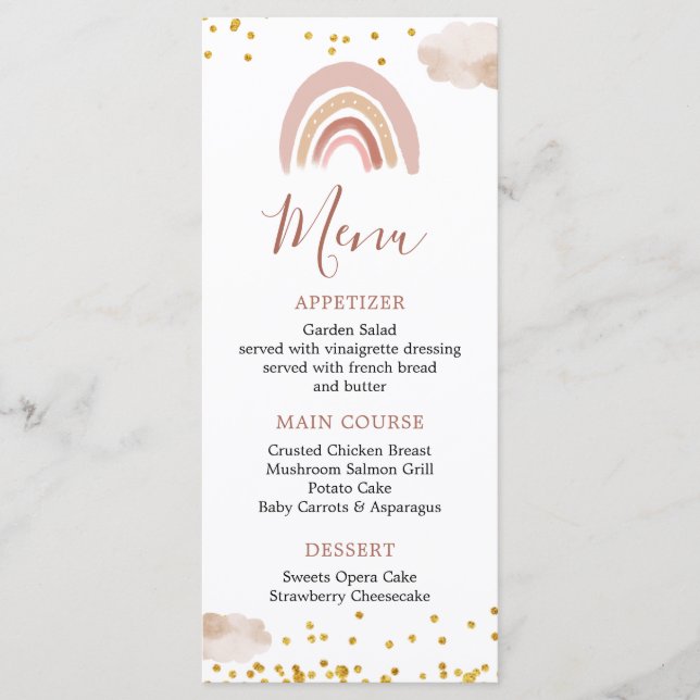 Boho Rainbow ist nicht einmal ihr Geburtstag Menükarte (Vorderseite)