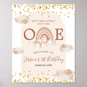 Boho Rainbow ist nicht She Onederful Welcome SIgn Poster
