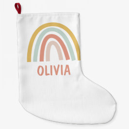 Boho Rainbow Kids Personalisiert Großer Weihnachtsstrumpf