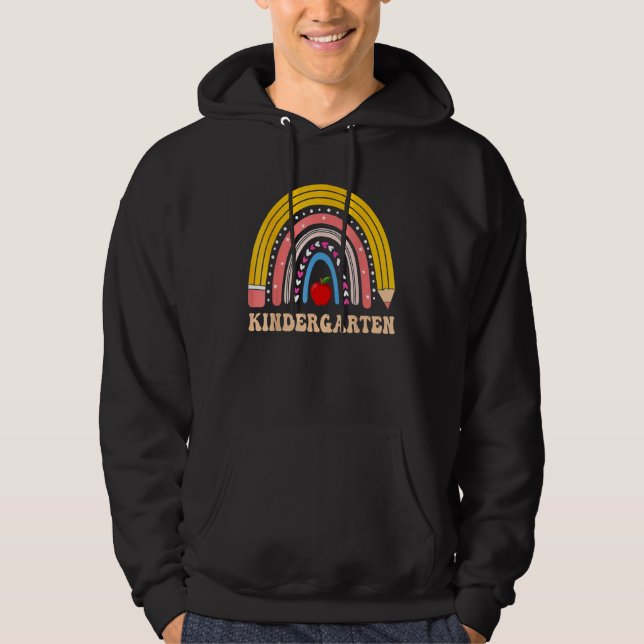 Boho Rainbow Kindergarten Student Teacher Back To  Hoodie (Vorderseite)