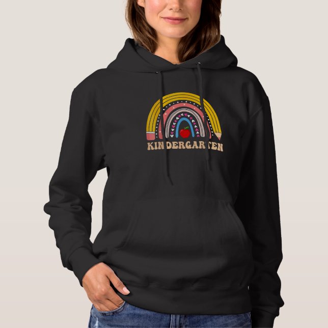 Boho Rainbow Kindergarten Student Teacher Back To  Hoodie (Vorderseite)