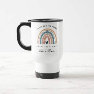 Boho Rainbow Lehrer Wertschätzung Name Travel Mug Reisebecher