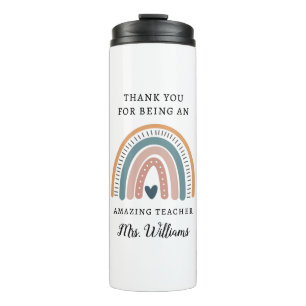 Boho Rainbow Lehrer Wertungsname Thermosbecher