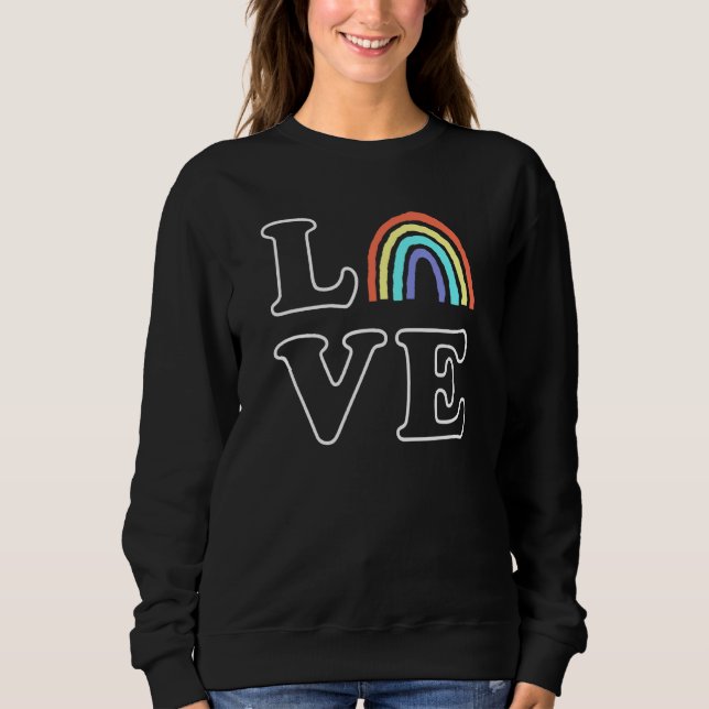 Boho Rainbow Liebe Letters Pride Lbgtqia Sweatshirt (Vorderseite)