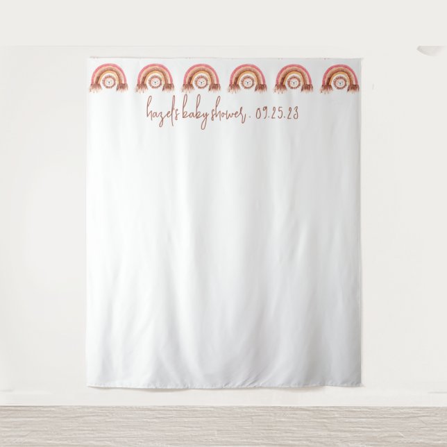 Boho Rainbow Lion Baby Shower - Stand Wandteppich (Vorderseite)