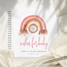 Boho Rainbow Lion Pink Baby Showroom Gästebuch Notizbuch