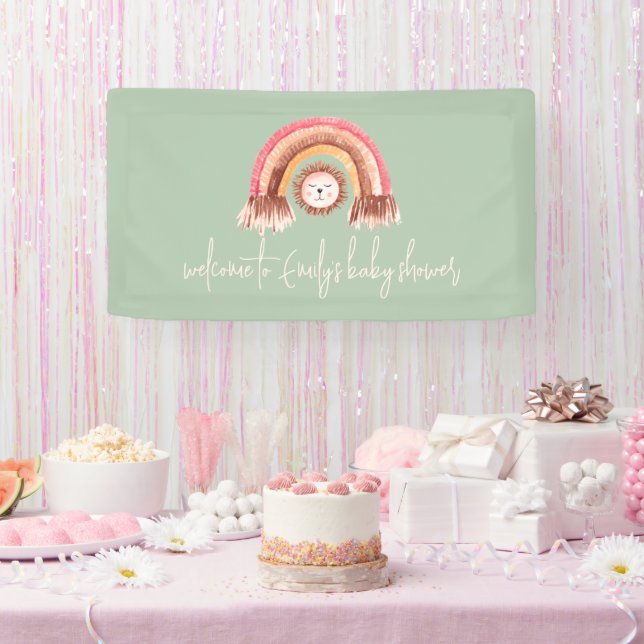 Boho Rainbow Lion Sage Herzlich willkommen im Baby Banner (Party)