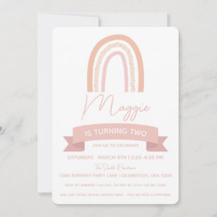 Boho Rainbow Little Girl Birthday Einladung