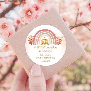 Boho Rainbow Little Pumpkin Fall Baby Shower Runder Aufkleber