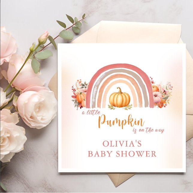 Boho Rainbow Little Pumpkin Fall Baby Shower Serviette (Von Creator hochgeladen)