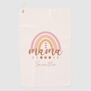 Boho Rainbow Mama mit Mondphasen Golfhandtuch