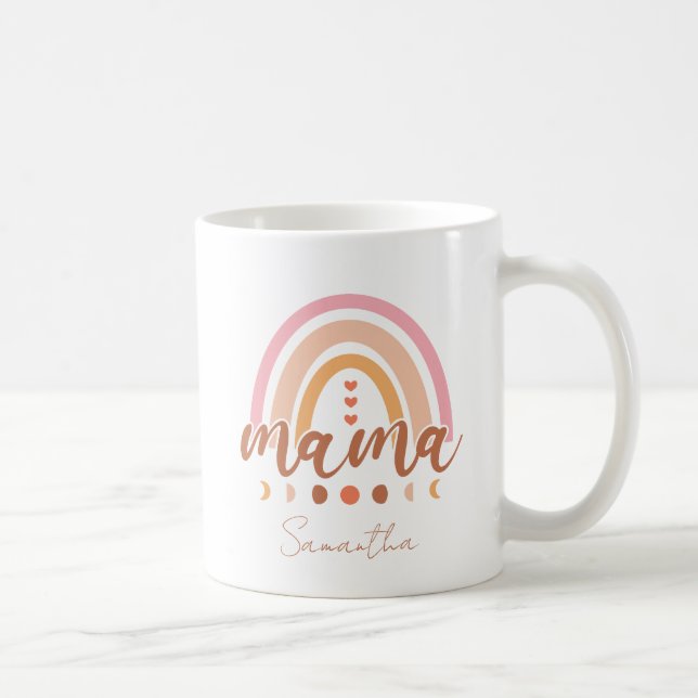Boho Rainbow Mama mit Mondphasen Kaffeetasse (Rechts)