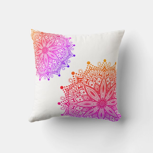 Boho Rainbow Mandala Throw Pillow Kissen (Rückseite)