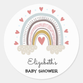 Boho Rainbow Maßgeschneiderte Babyduschkleber Runder Aufkleber