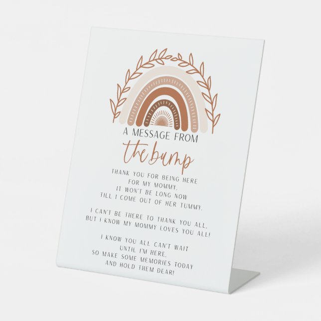 Boho Rainbow Message vom Bump Baby Sign Sockelschild (Vorderseite)