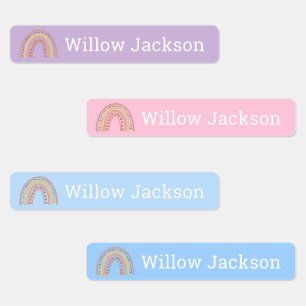 Boho Rainbow mit Liebe Herz Personalisiert School Etiketten