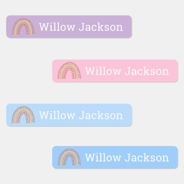 Boho Rainbow mit Liebe Herz Personalisiert School Etiketten (Gruppe)