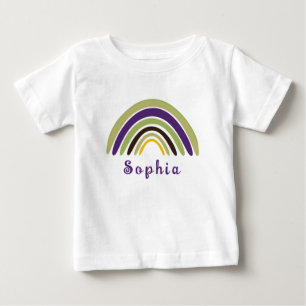 Boho Rainbow mit Personalisiertem Namen in grün Baby T-shirt