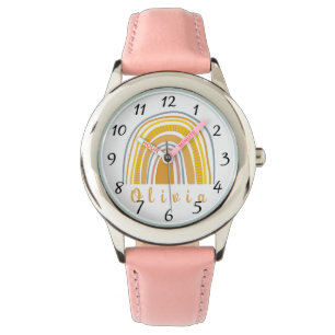 Boho Rainbow mit Personalisiertem Namen Whimsical Armbanduhr