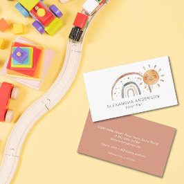 Boho Rainbow mit Sun Watercolor Babysitter Visitenkarte