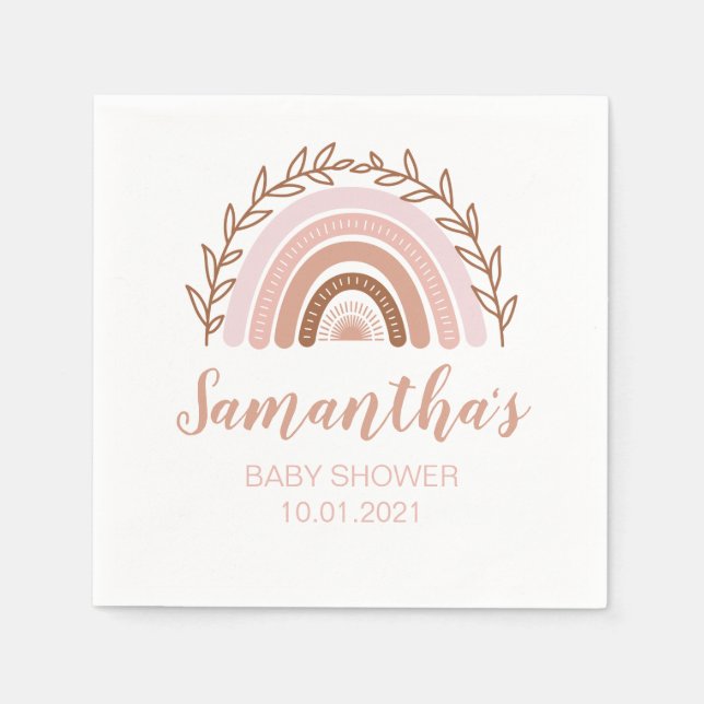 Boho Rainbow Napkins, Terracotta Dusty Pink Serviette (Vorderseite)