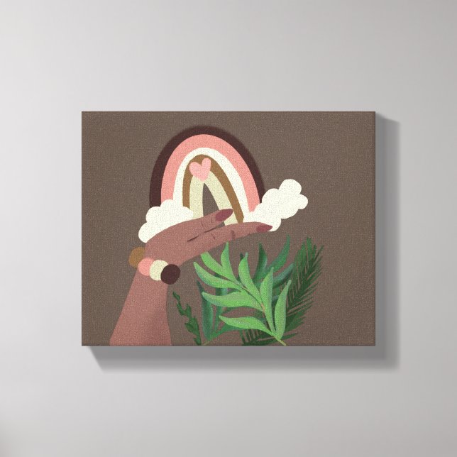 Boho Rainbow Natural Pflanzen Lovers Canvas Print Leinwanddruck (Vorderseite)