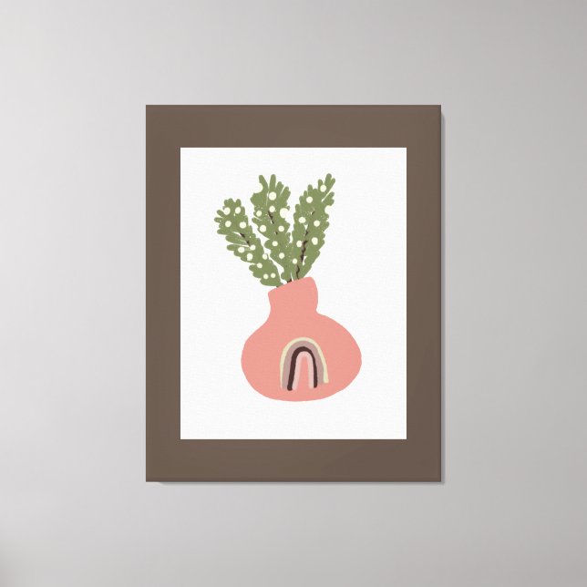 Boho Rainbow Natural Terracotta Pflanze Lovers Leinwanddruck (Vorderseite)