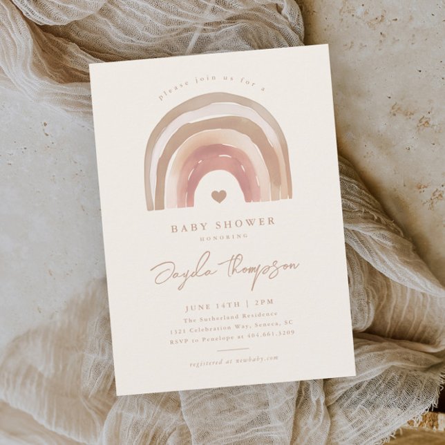 Boho Rainbow Neutral Baby Shower Einladung (Boho Rainbow Neutral Baby Shower Invitations.)