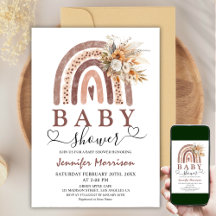 Boho Rainbow | Neutrale Braun-Babydusche für Gesch