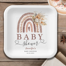 Boho Rainbow | Neutrale Braun-Babydusche für Gesch