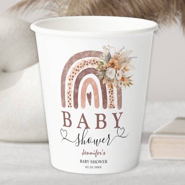 Boho Rainbow | Neutrales Baby-Duschpapier für Gesc Pappbecher (Von Creator hochgeladen)