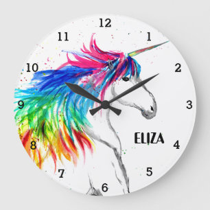 Boho Rainbow Niedlich Girls Unicorn Kinder Große Wanduhr