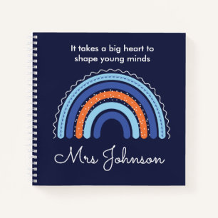 Boho Rainbow on Navy Blue Notebook niedlich Teache Notizbuch