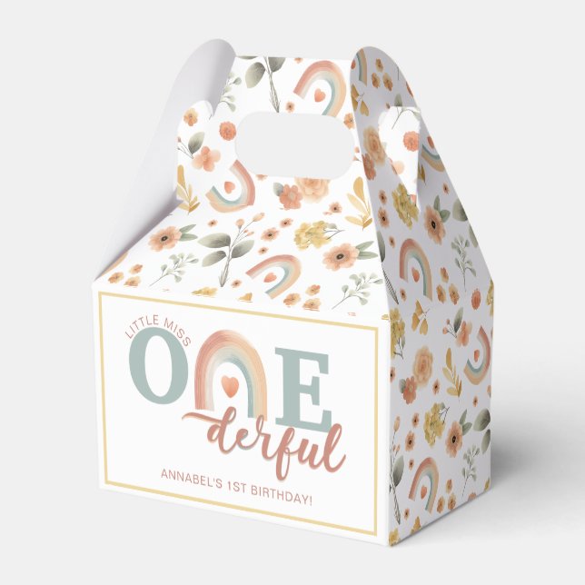 Boho Rainbow Onederful 1st Birthday Favor Boxes - Geschenkschachtel (Rückseite)