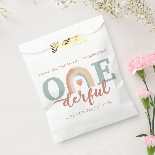 Boho Rainbow Onederful Birthday Favor Bag - 1st Bi Geschenktütchen (Versiegelt)