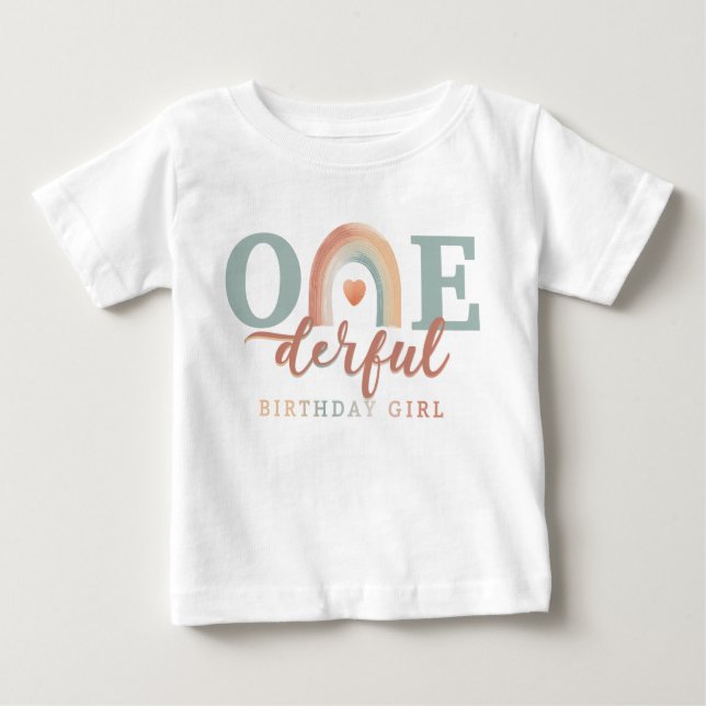 Boho Rainbow Onederful Birthday Girl T - Shirt - 1 (Vorderseite)