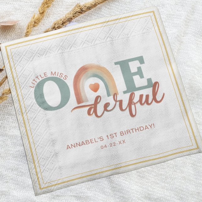 Boho Rainbow Onederful Birthday Napkins - Watercol Serviette (First Birthday Napkins!)