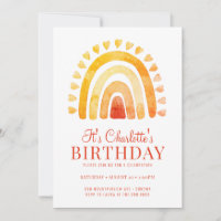 Boho Rainbow Orange Gold Kids Geburtstagsparty