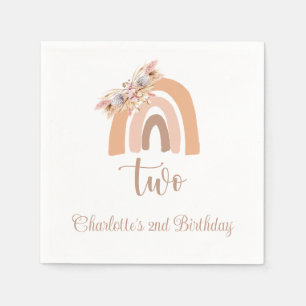 Boho Rainbow Pampas Grass Birthday Party Serviette