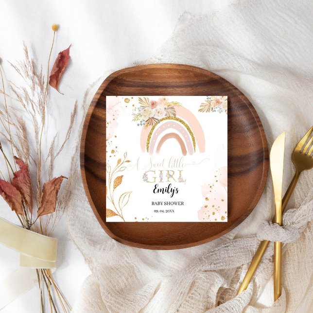 Boho Rainbow Pampas Grass Danke, Baby Shower Serviette (Von Creator hochgeladen)